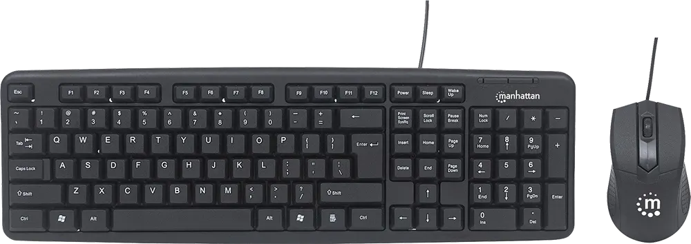 مانهاتن لوحة مفاتيح وماوس سلكية، USB 1.1، أسود، KB707