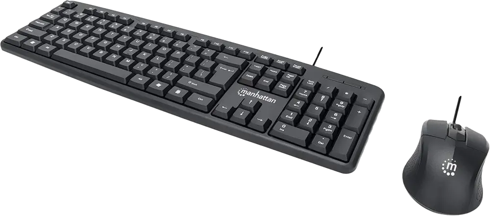 مانهاتن لوحة مفاتيح وماوس سلكية، USB 1.1، أسود، KB707