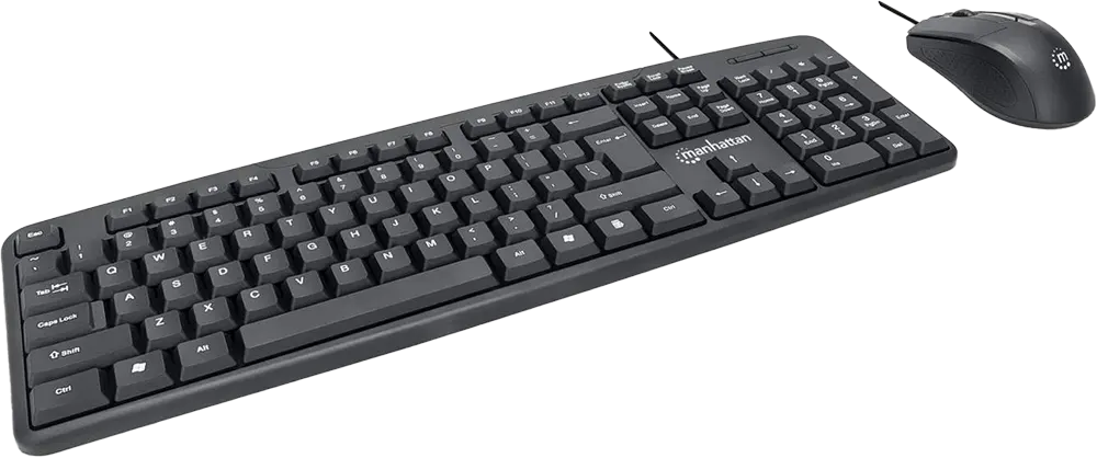 مانهاتن لوحة مفاتيح وماوس سلكية، USB 1.1، أسود، KB707