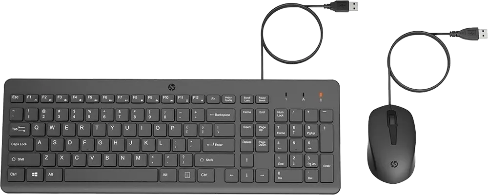 HP 150 Wired Keyboard & Mouse Combo, USB, Black, 240J7AA