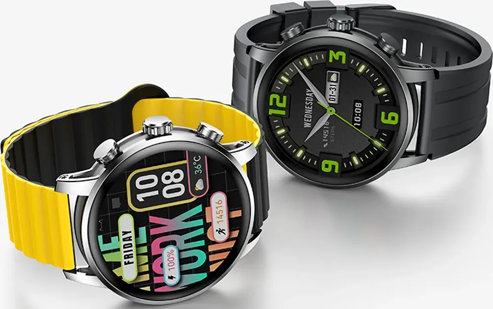 Kieslect Kr2 Smart Watch, AMOLED 1.43 Inch Touch Screen, 360 mAh Battery, Bluetooth, Black