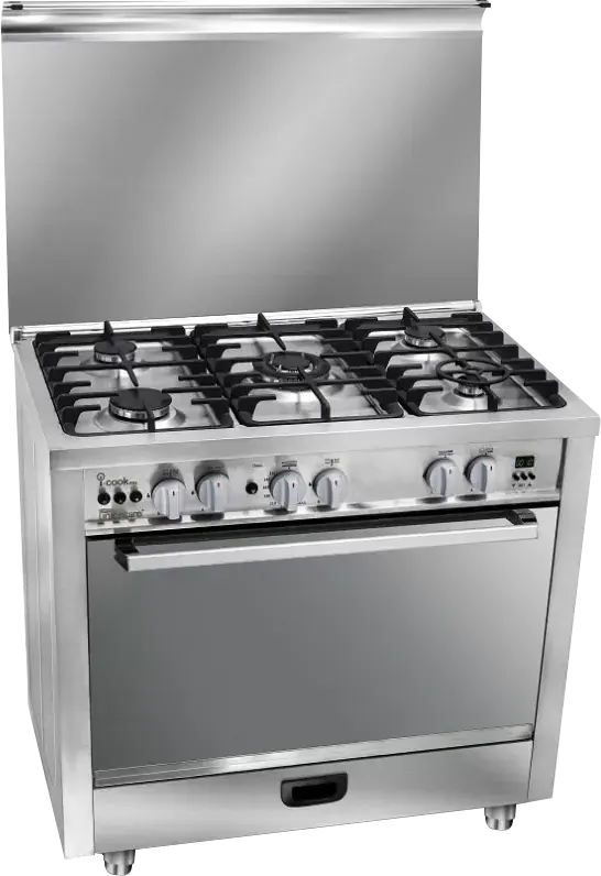 بوتاجاز يونيون اير اي كوك برو، 60x90 سم، 5 شعلة، أمان كامل، ديجيتال، مروحة، سلفر، C69SS.2SC.511.IDSFP-2W-AL