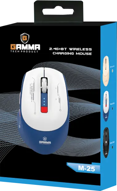 Wireless, Bluetooth Mouse Gamma, Rechargeable, 1000 DPI, Multi Color, M-25