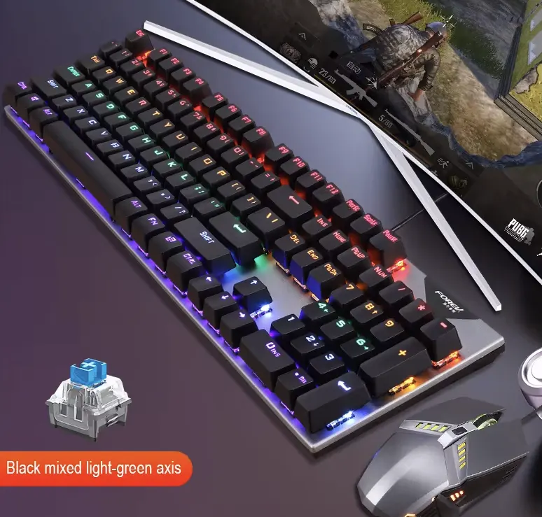 Forev Wired Gaming Keyboard, Backlit, 104 Keys, Waterproof, Multi Color, FV-Q302