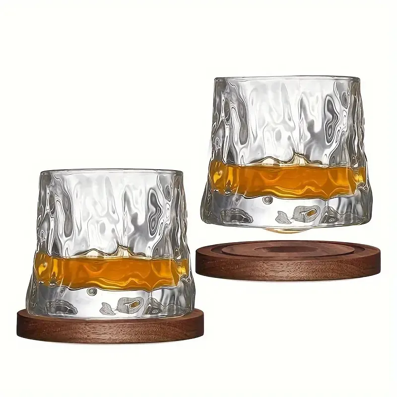 Rotating glass cup with coaster, 12146