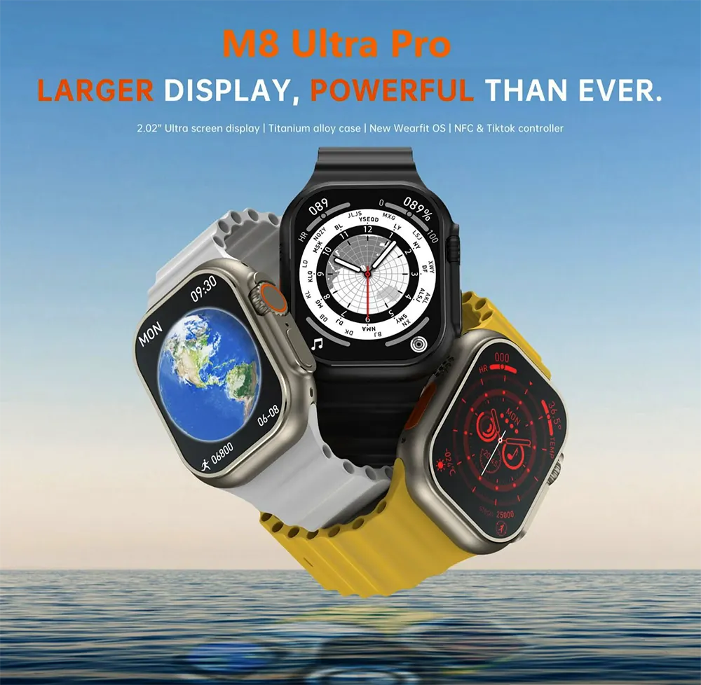 M8 Ultra Pro Smart Watch, 2.02 inch touch screen, 380 mAh battery, Black Ocean