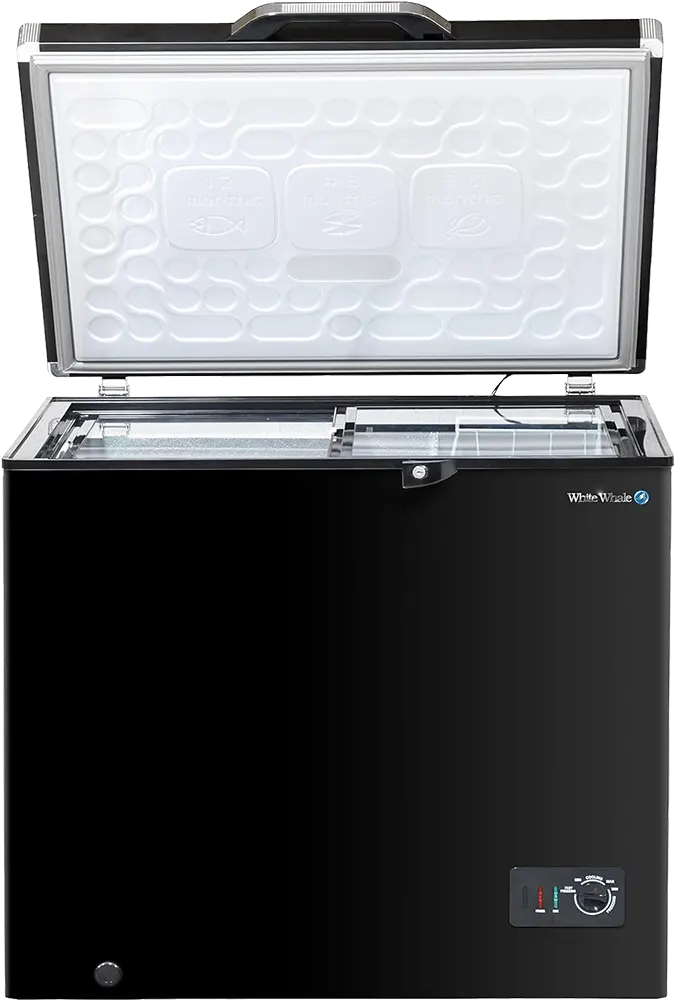 White Whale Chest Freezer, Defrost, 200 Litres, Aluminum Interior, Black, WCF-245 XAB