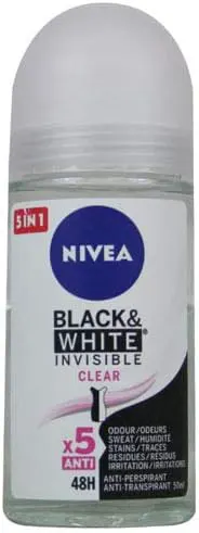 Nivea Deodorant for Women Black & White, Roll On, 50 ml