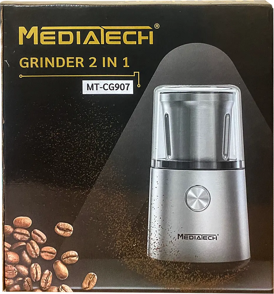 مطحنة قهوة وتوابل ميديا تك 220 وات، فضي، MT-CG907