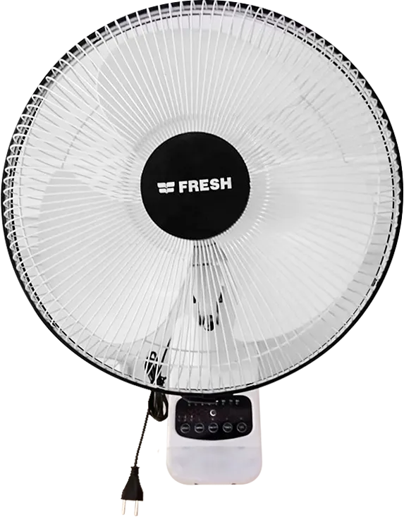 مروحة حائط فريش، 16 بوصة، ريموت كنترول، 3 سرعات، كشاف طوارئ ليد،  أبيض
