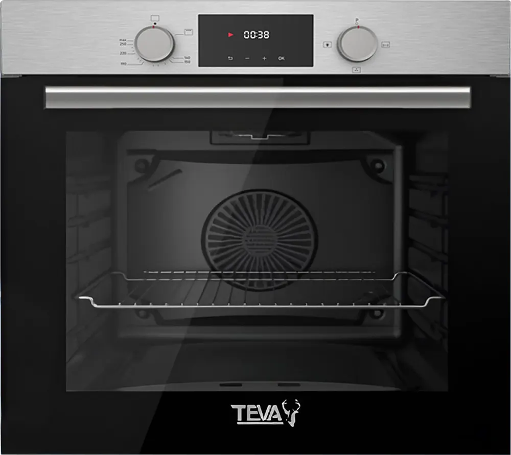 Teva Built-In Oven, 60 Cm, Gas, 82 Litres, Gas Grill, Digital Display, Stainless Steel, Black*Silver, QGSTL INOX DT