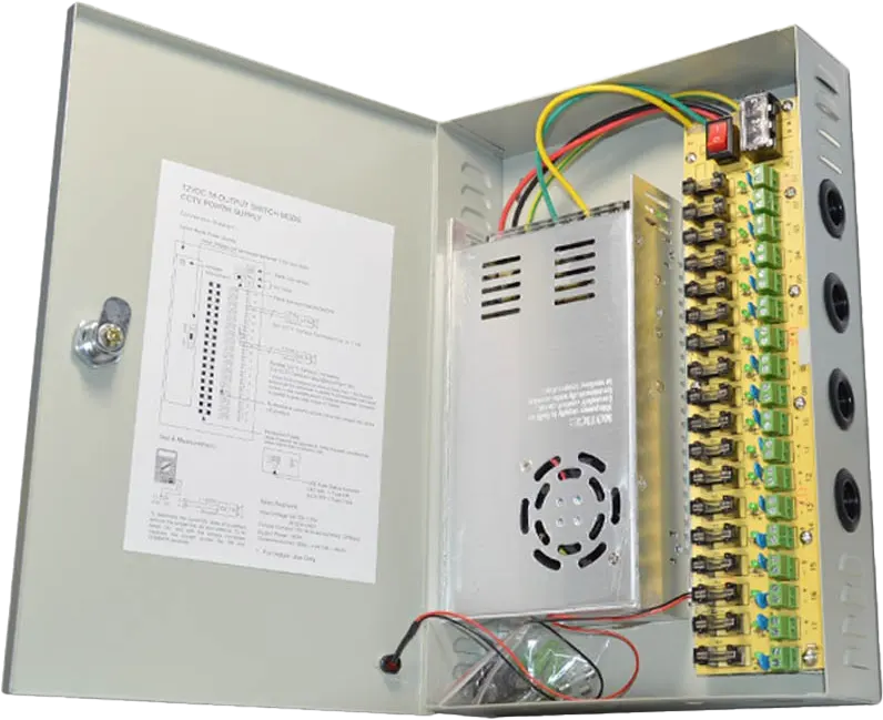 Gamma Distributed Power Supply Box With 18 Channels Output For CCTV, 12V- 10A, Silver