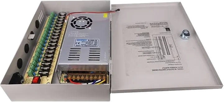 Gamma Distributed Power Supply Box With 18 Channels Output For CCTV, 12V- 10A, Silver