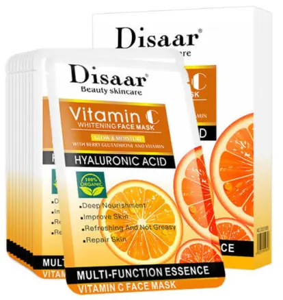 Disaar Sheet Mask Vitamin C mask to lighten and rejuvenate the skin, for all skin types