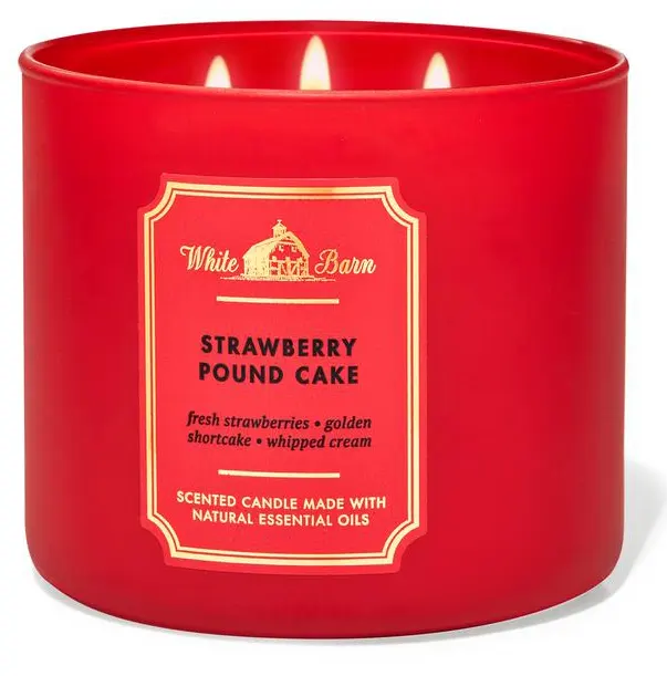 Bath & Body Works Strawberry Poundcake Scented 3-Wick Candle 411g