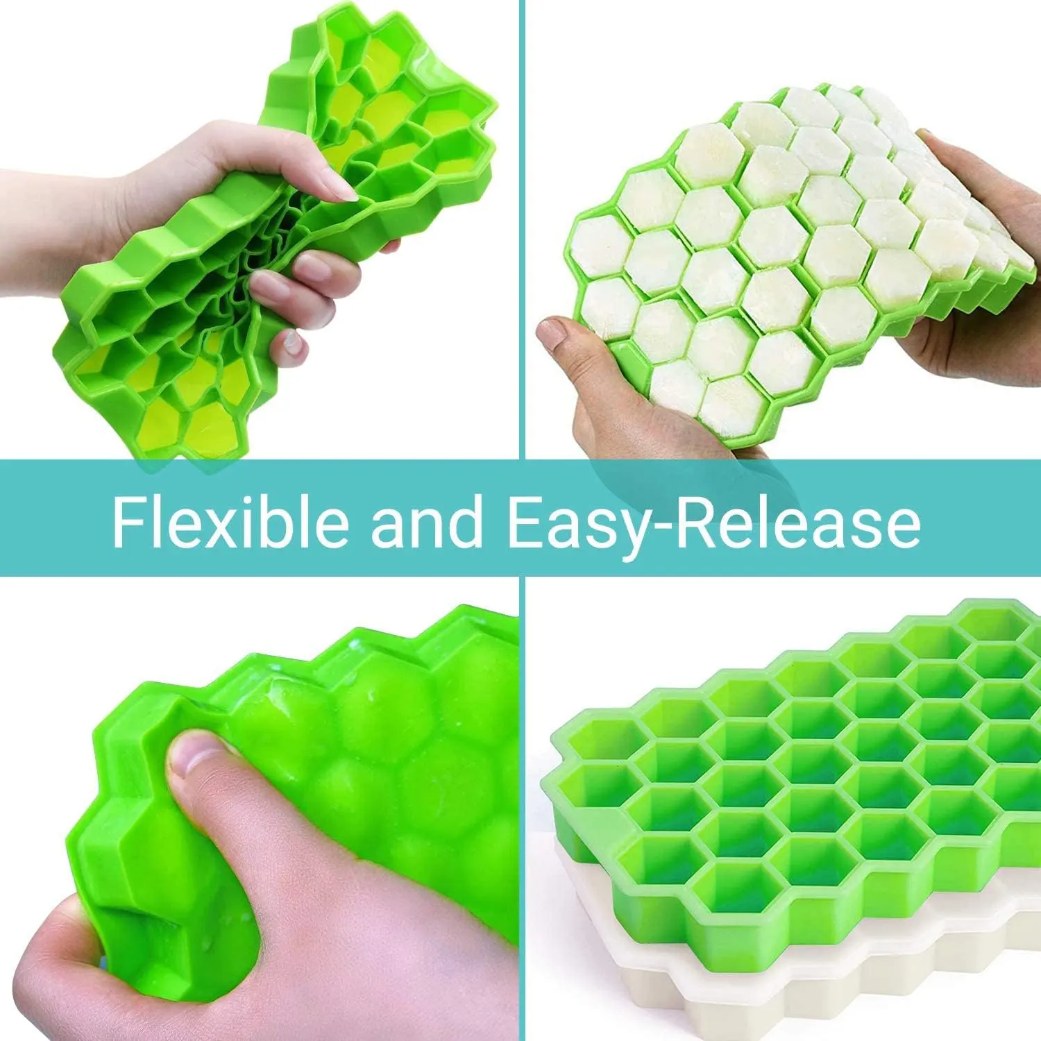 Cell silicone ice mold with lid, colors