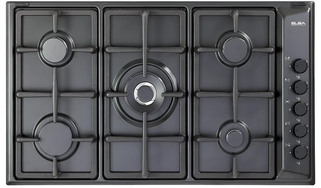 بوتاجاز مسطح بلت ان البا، 90 سم، 5 شعلة غاز، حوامل زهر، أسود،EN95.545ANT