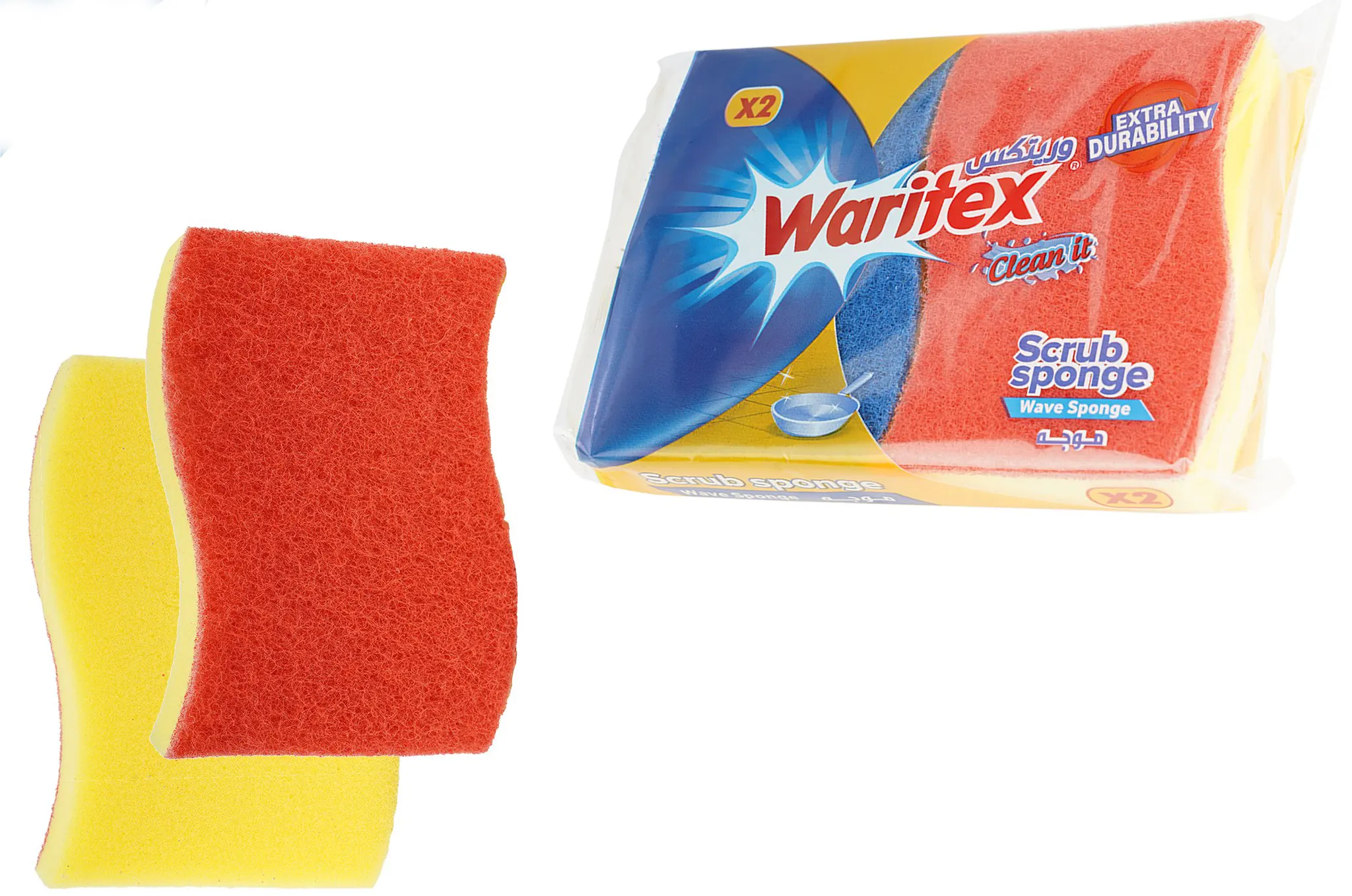 Waritex Clean it Wave Cleaning  Sponge , 2 Pieces, Assorted Colors