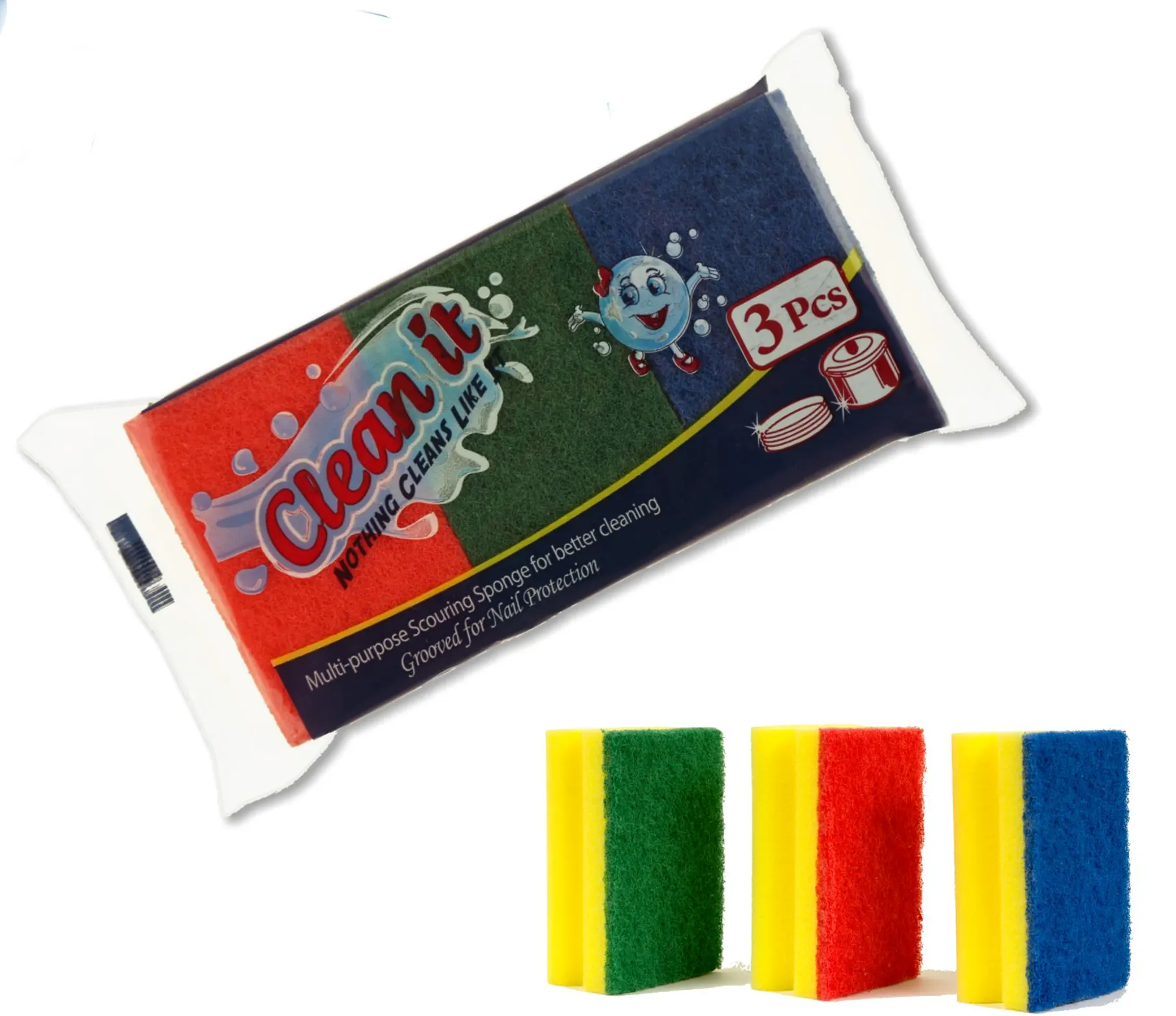 Waritex Clean it Cleaning Sponge Protection , 3 pieces, Colors