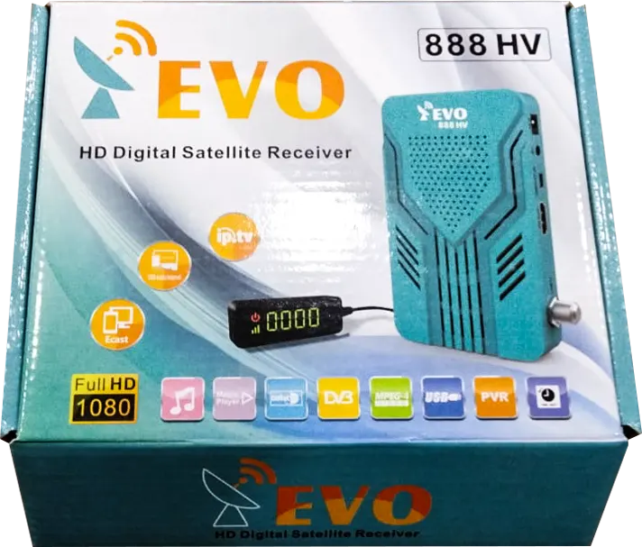 ريسيفر إيفو ميني، FHD، مدخل USB، خاصية IPTV، أزرق، 888