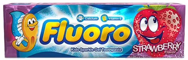 Fluoro Kids Strawberry Toothpaste, Sparkle Gel Toothpaste, 50g.