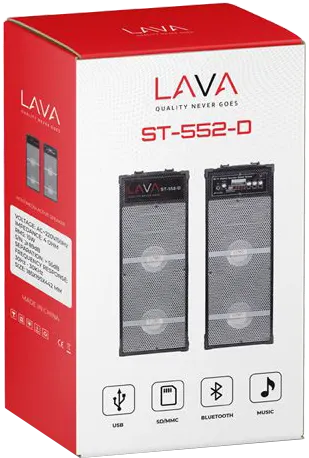 Subwoofer Speakers Lava, Bluetooth, USB Port, Black, ST-552-D