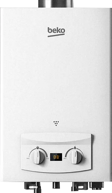 Beko Gas Water Heater, 6 Liters, Digital Display, Natural Gas, Adapter, White,  BGWH 6LW