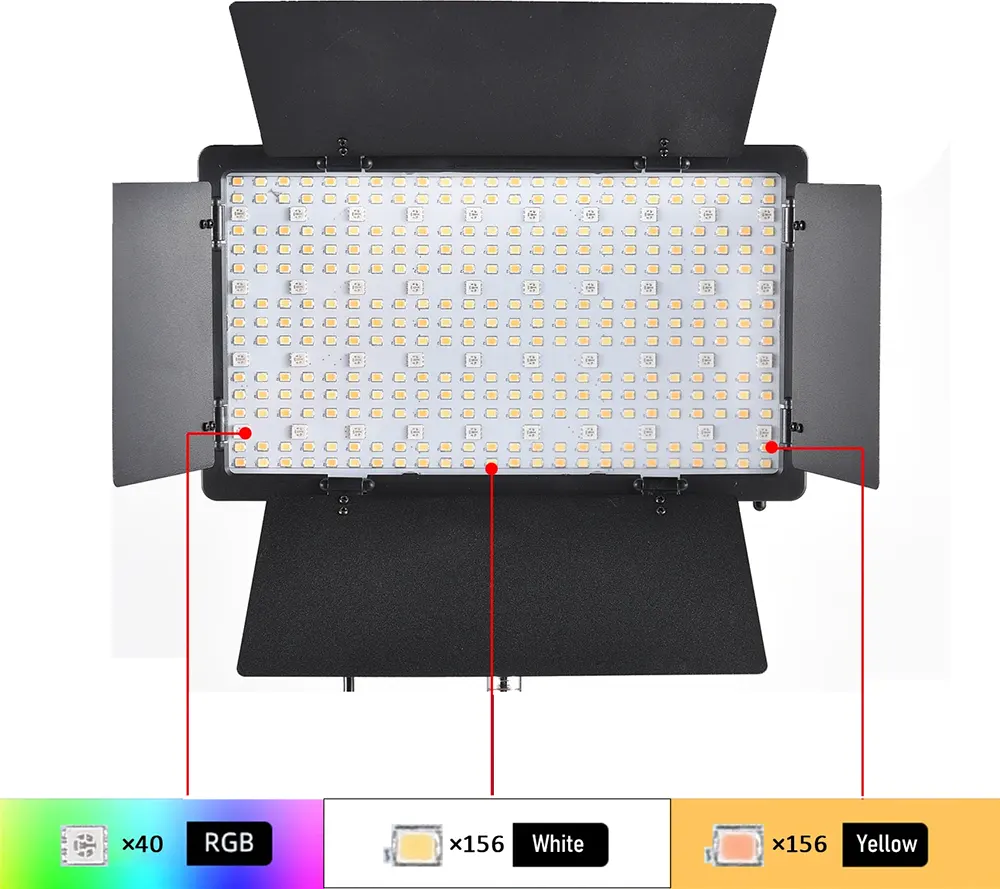 مجموعة إضاءة إحترافية جينرال للتصوير وتسجيل الفيديو، أسود، (2 بطارية + شاحن) هدية، LED-600RGB