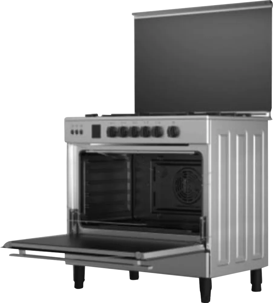 Fresh Hummer Torino Gas Cooker, 60*90 Cm, 5 Burners, Full Safety, Digital Timer, Fan, Grill, Silver*Black