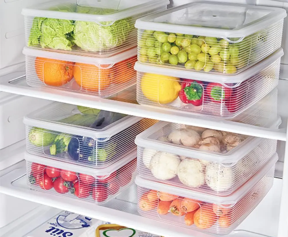 Transparent plastic refrigerator containers for preserving and storing food, 7 pieces