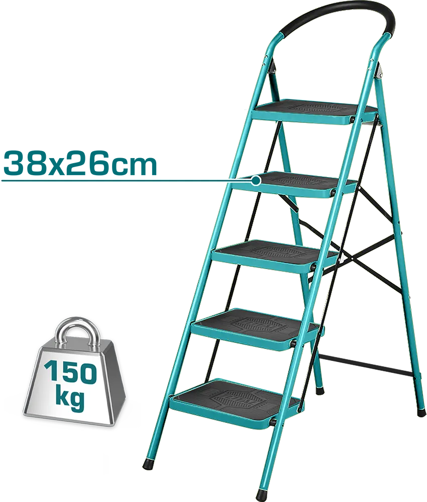 Total Tools Steel Ladder, 1.5m*5 Steps, Blue, THLAD09051