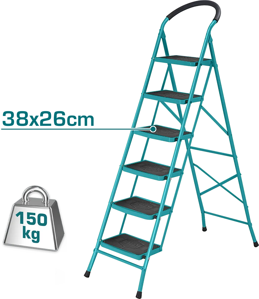 Total Tools Steel Ladder, 2m*6 Steps, Blue, THLAD09061