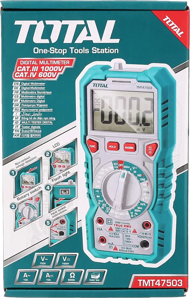 Total Tools Digital Avometer, 1000 Volts, Blue, TMT47503