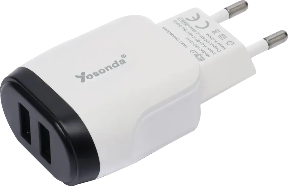 شاحن يوسوندا سريع ، 2 مخرج USB، كابل لايتينينج، أبيض، YXD-G116