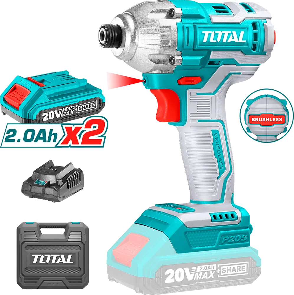 مفك إمباكت توتال قابل للشحن، 20 فولت، 2 بطارية، أزرق ، TIRLI2017