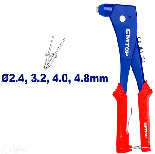 EMTop  rivet plier, 10.5 inches, aluminum body, 2.4 to 4.8 mm, EHRR103