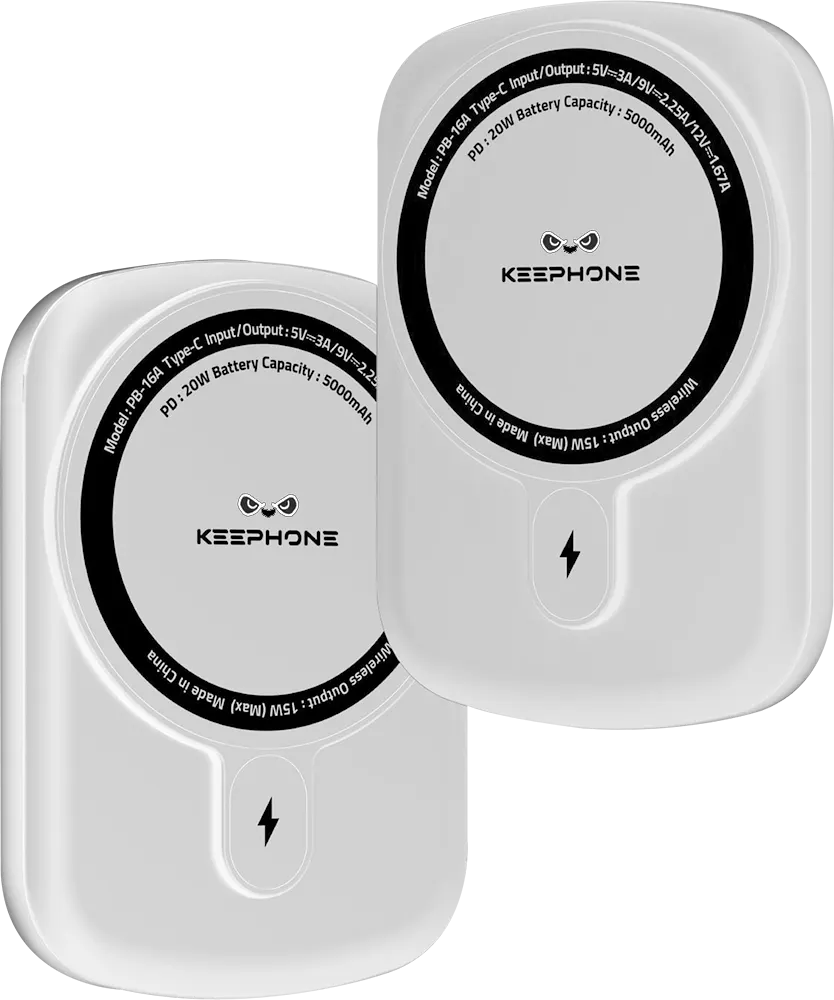 باور بانك كيفون لاسلكي مغناطيسي، بطارية 5000 مللي أمبير، 15 واط، 5 فولت، أبيض، PB-16A WH