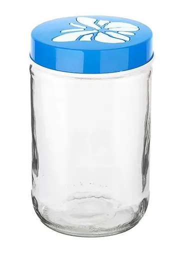 Titiz Butterfly Glass Jar with Twist Lid , 660 ml, Multiple Colors, KC-164