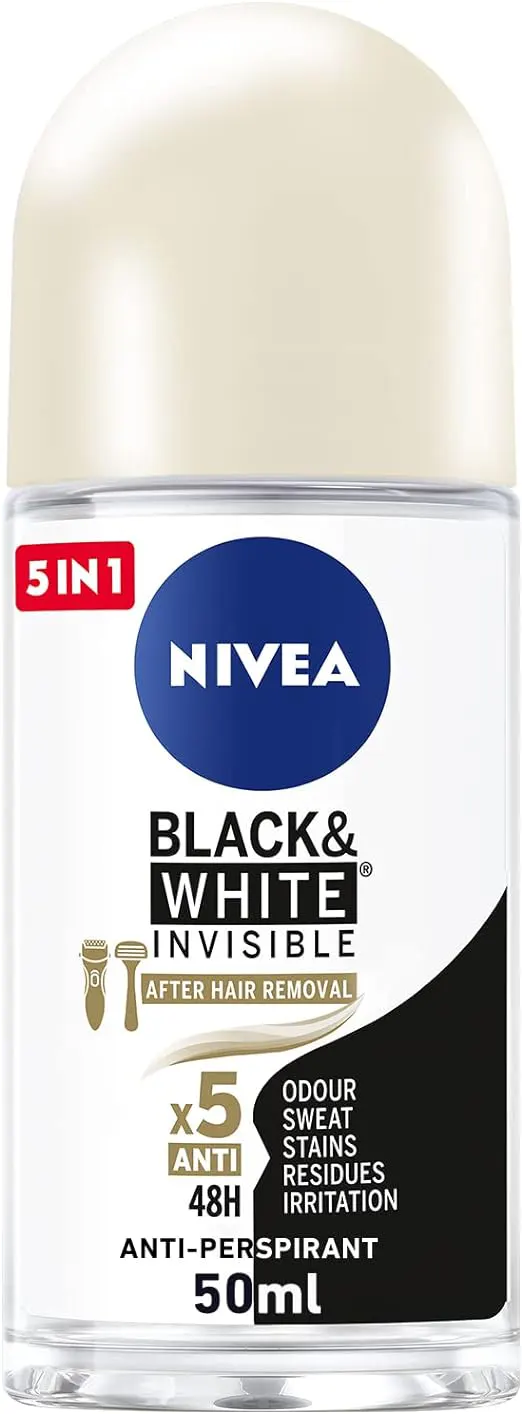 Nivea Men Black and White Invisible Deodorant, Roll On, 50 ml