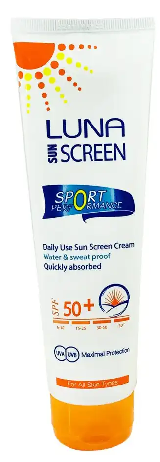 واقي شمس لونا سبورت ، عامل حماية من الشمس 50+ ، مناسب لجميع أنواع ، 130 مل ، كريم