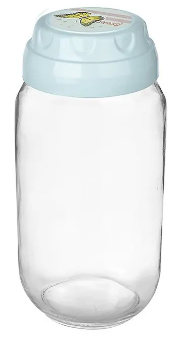 برطمان زجاج شفاف بغطاء مزخرف لف من تيتيز،1 لتر،ألوان متعددة ،KC-540
