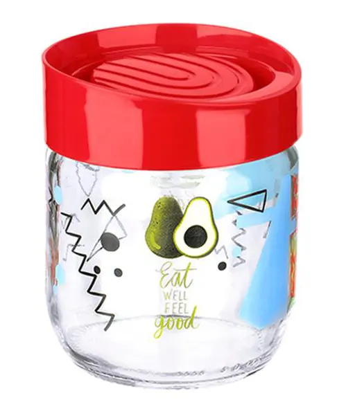 برطمان زجاج مزخرف بغطاء لف من تيتيز،425 مل،ألوان متعددة،KC-532