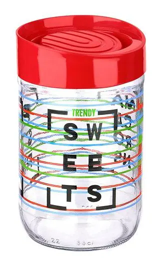 برطمان زجاج مزخرف بغطاء لف من تيتيز،660 مل،ألوان متعددة،KC-531