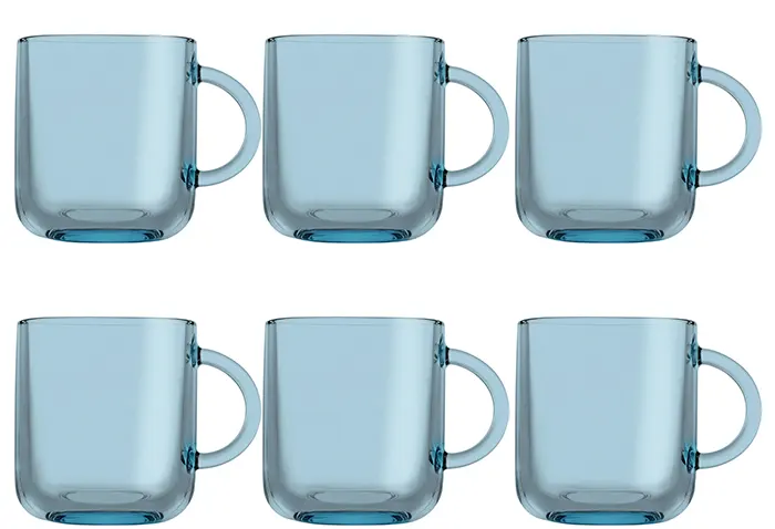 Pasabahce Iconic Mug Set, 245 ml, 6 pieces, Turquoise, 55192