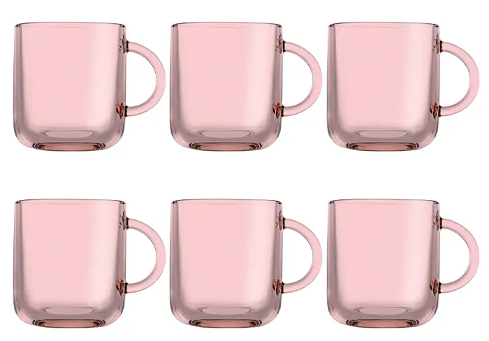 Pasabahce Iconic Mug Set, 245 ml, 6 pieces, Pink, 55192