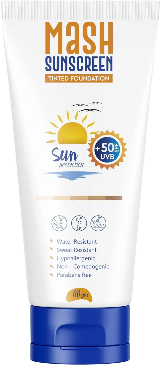 Mash sunscreen tinted foundation SPF50+, 60 gm