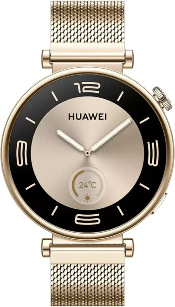 Huawei Smart Watch GT4 , 1.32" AMOLED Screen, Light Gold Milanese Strap, Waterproof, Gold