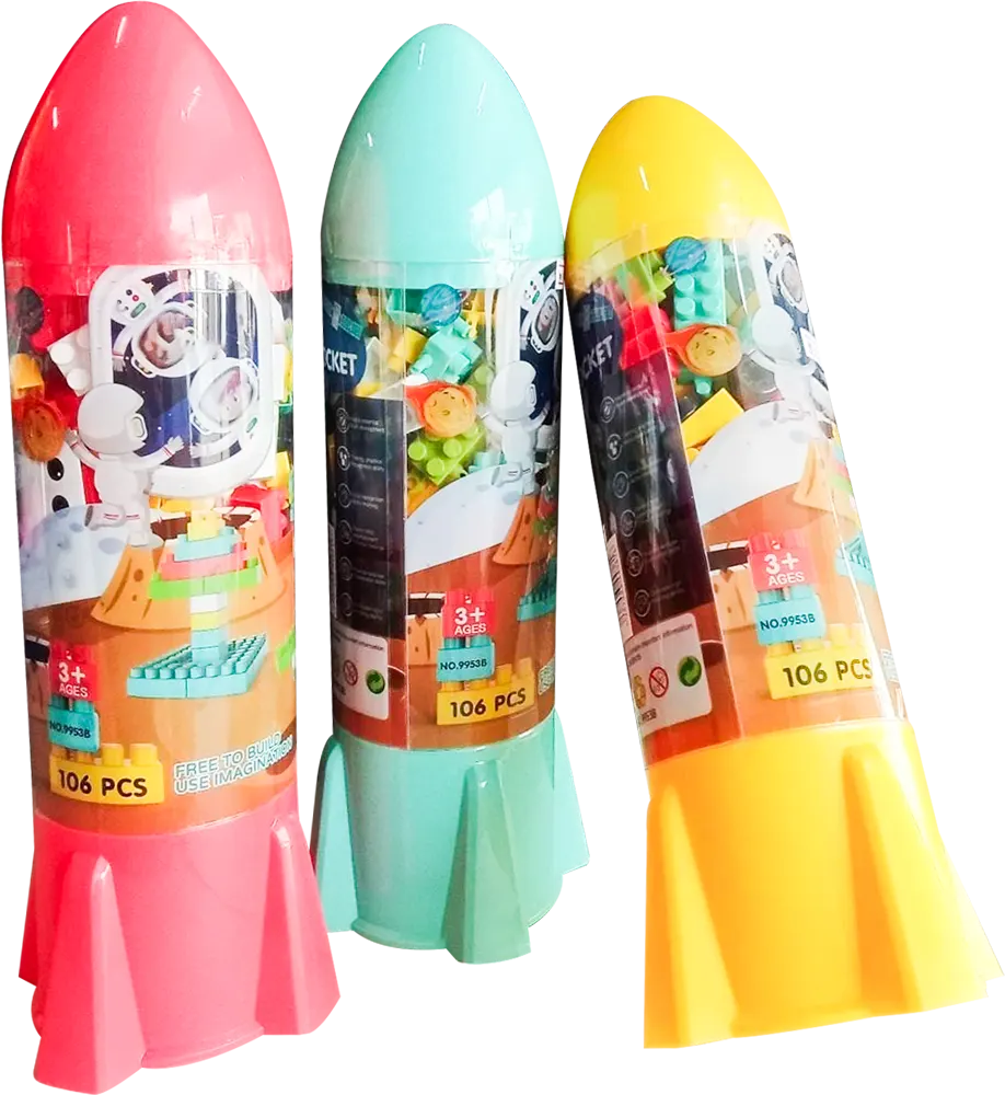 مجموعة مكعبات بناء شكل صاروخ، 106 قطعة، ألوان متعددة، 9953B