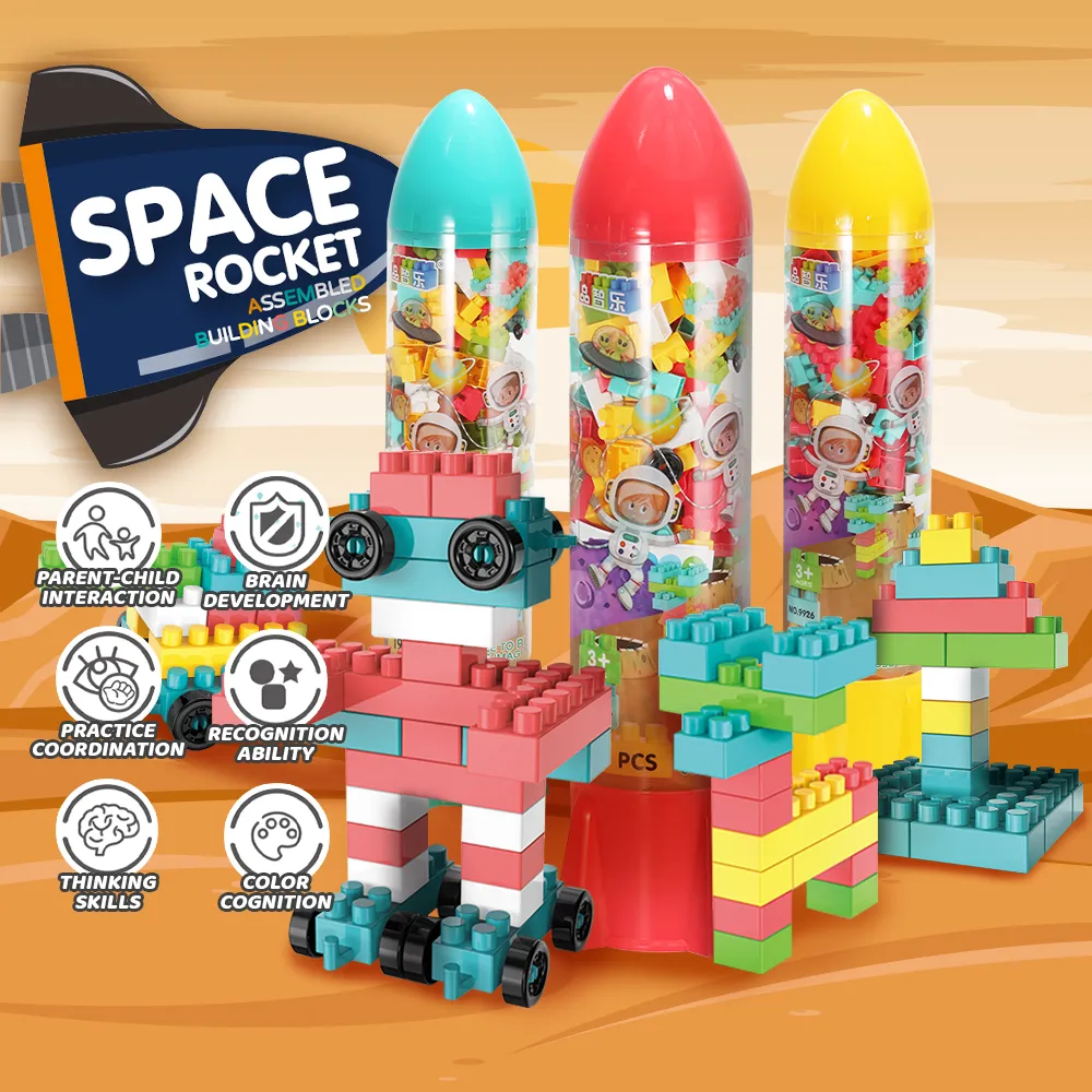 مجموعة مكعبات بناء شكل صاروخ، 195 قطعة، ألوان متعددة، 9926B