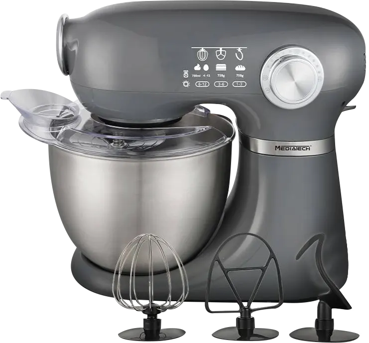 MediaTech Stand Mixer, 1200 Watt, 5.5 Liter, 12 Speeds, Grey, MT-STM505